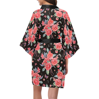 Camellia Pattern Print Design CM03 Women's Short Kimono