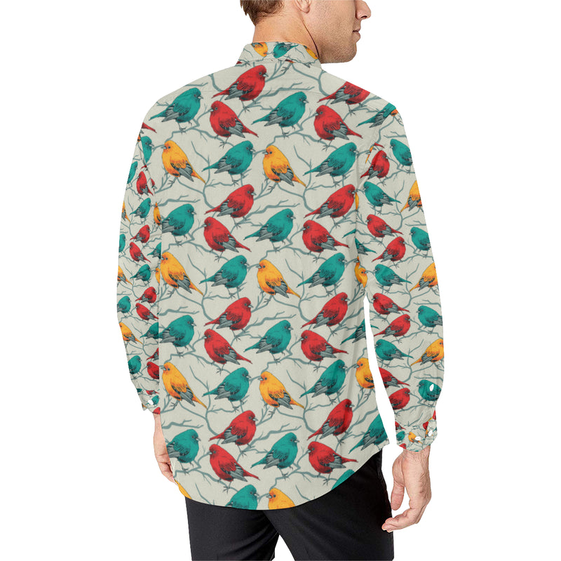 Birds Pattern Print Design 04 Men's Long Sleeve Shirt