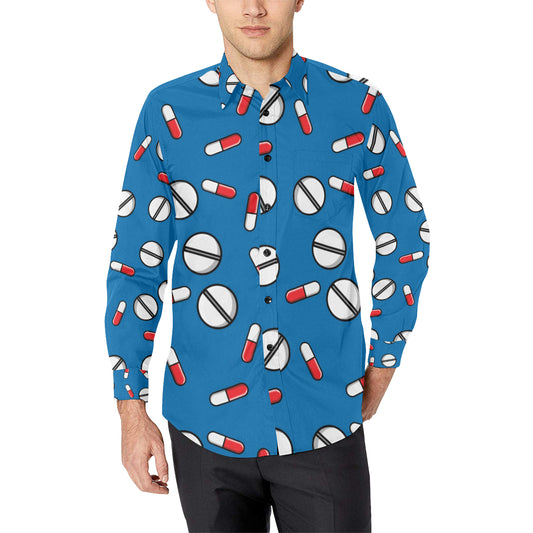 Pill Pattern Print Design A05 Men's Long Sleeve Shirt