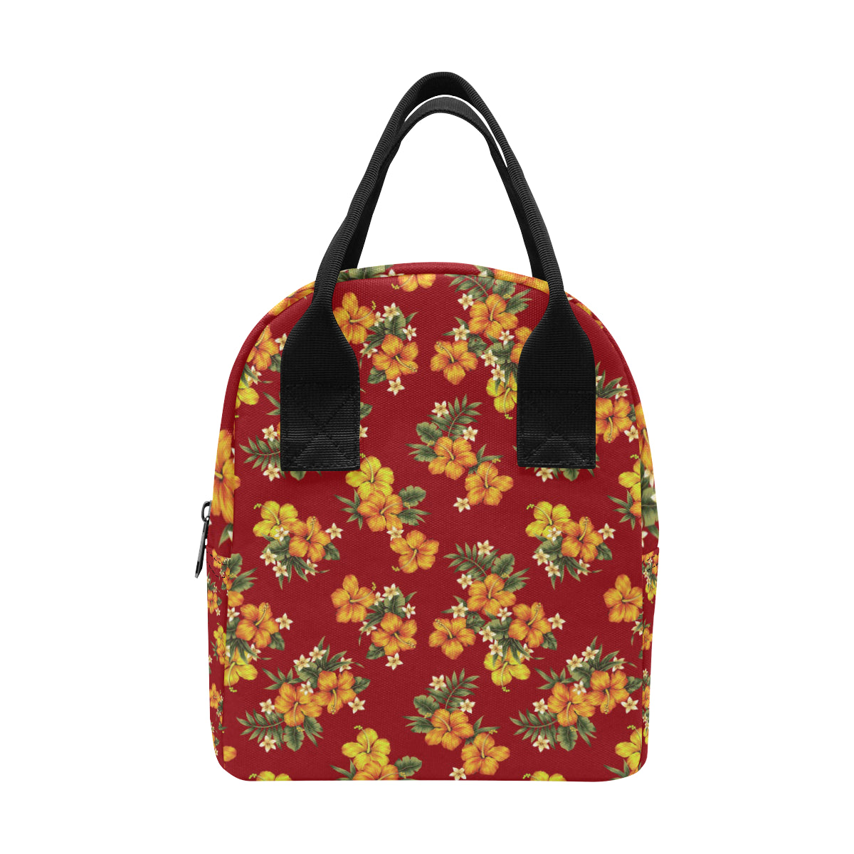 Orange Hibiscus Pattern Print Design HB026 Insulated Lunch Bag