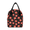 Red Hibiscus Pattern Print Design HB021 Insulated Lunch Bag