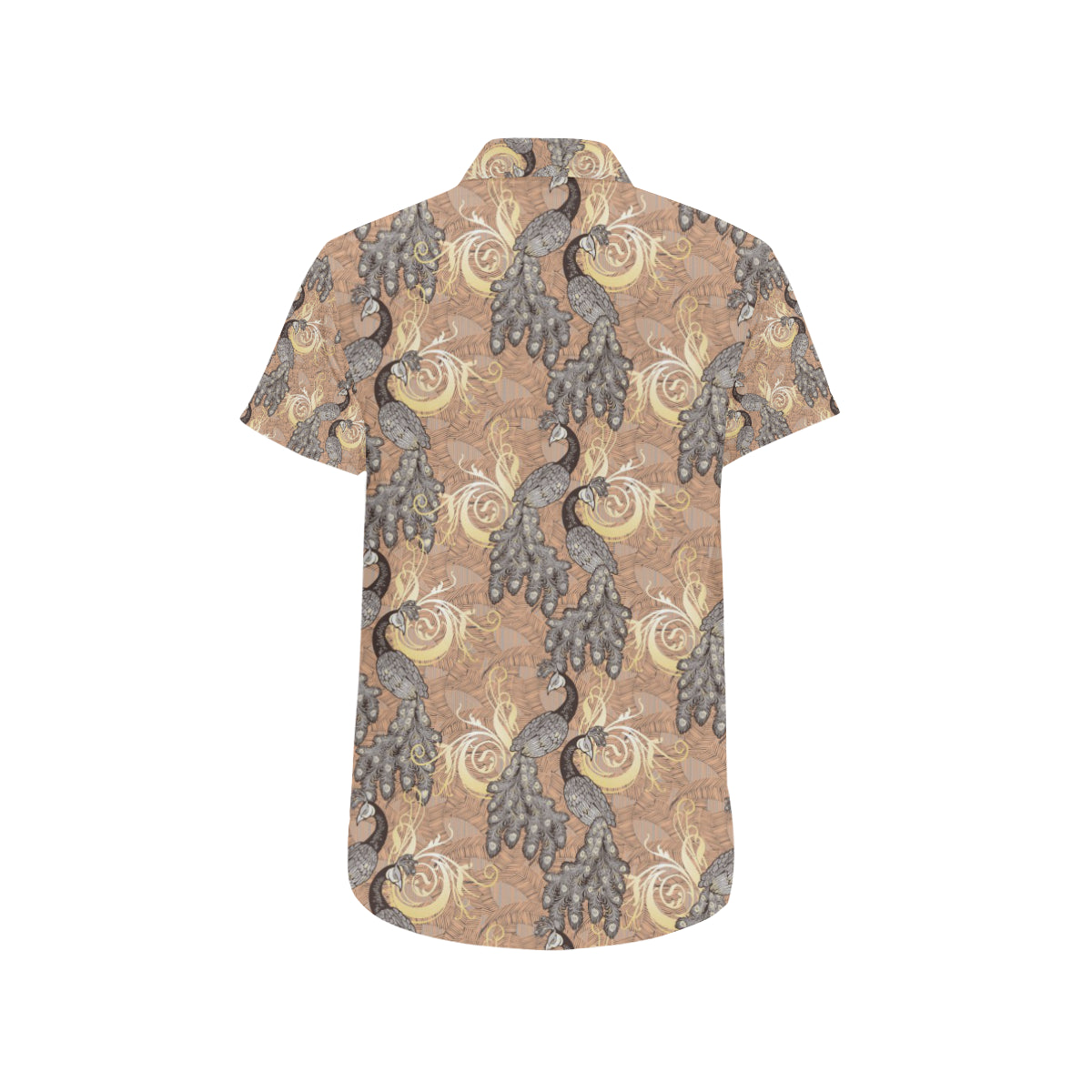 Peacock Pattern Print Design A05 Men's Short Sleeve Button Up Shirt
