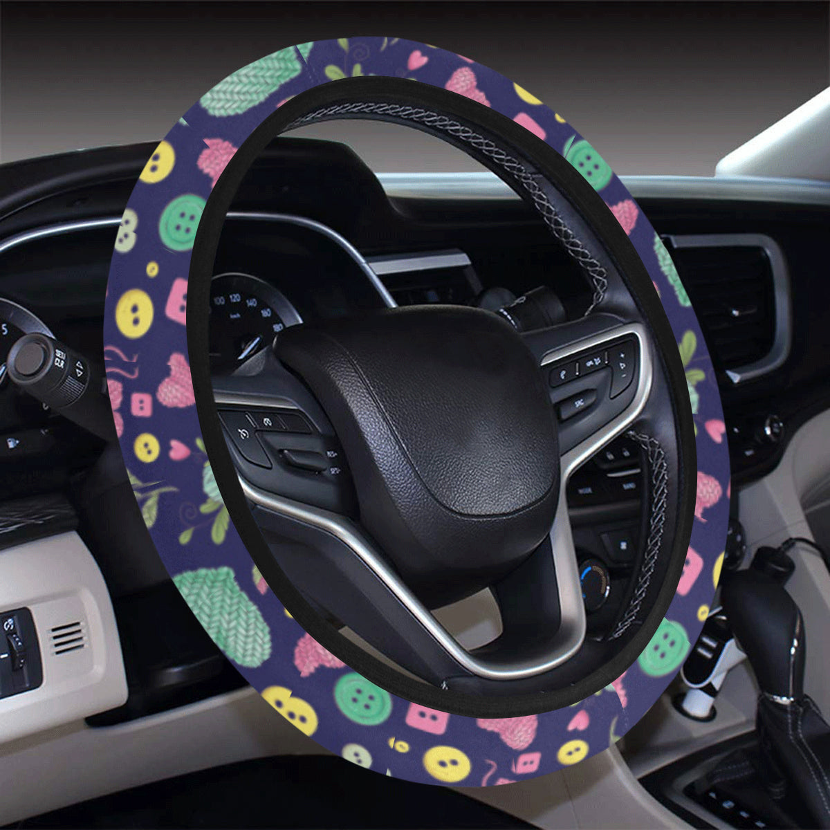 Crochet Pattern Print Design 02 Steering Wheel Cover with Elastic Edge