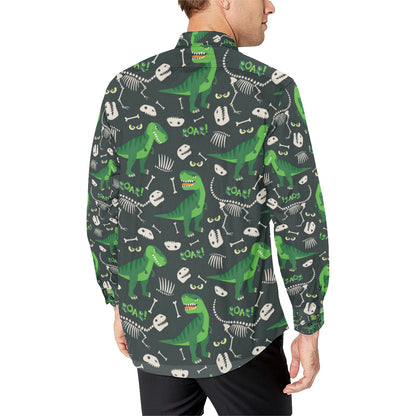 T Rex Pattern Print Design A05 Men's Long Sleeve Shirt