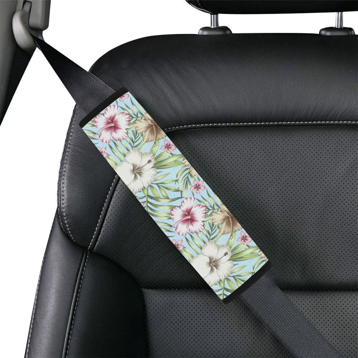 Tropical Flower Pattern Print Design TF05 Car Seat Belt Cover