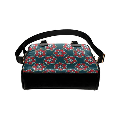 Poinsettia Pattern Print Design A03 Shoulder Handbag