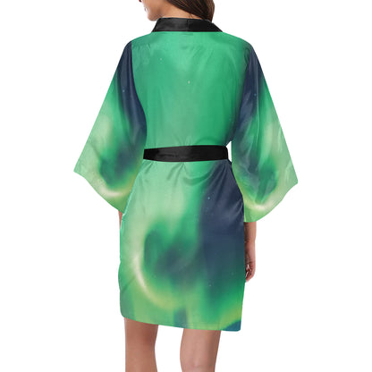 Aurora Borealis Pattern Print Design 04 Women's Short Kimono