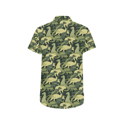 Camouflage Dinosaur Pattern Print Design 03 Men's Short Sleeve Button Up Shirt