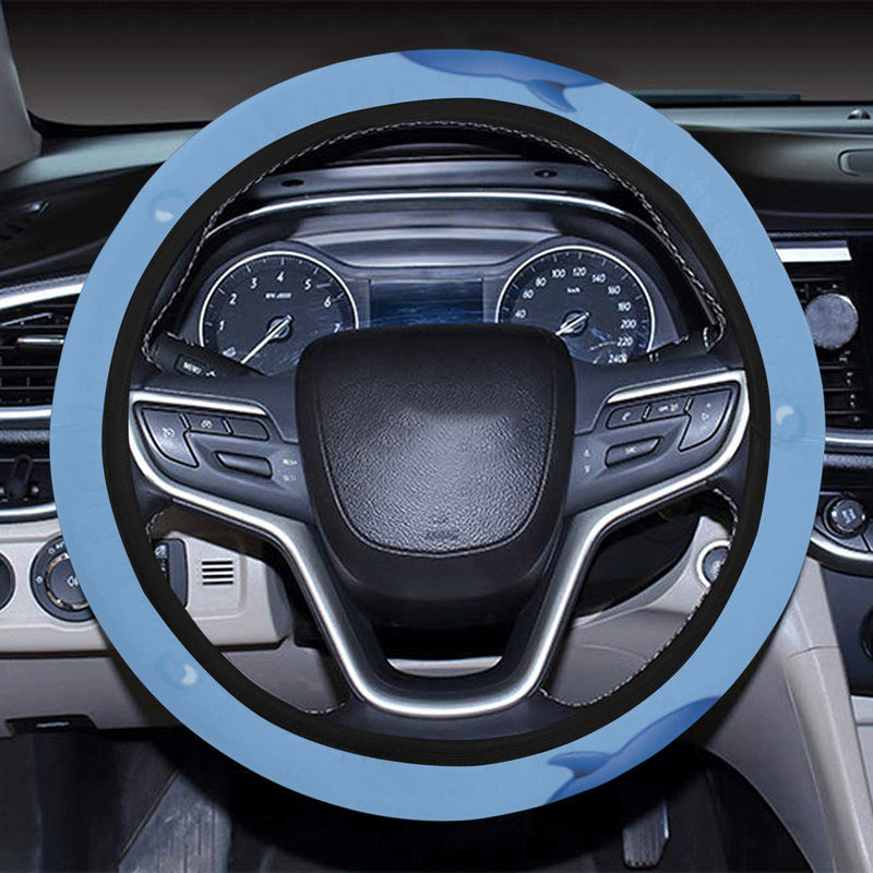 Dolphin Blue Print Steering Wheel Cover with Elastic Edge