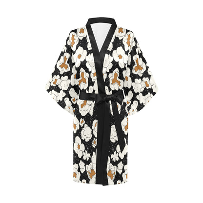 Popcorn Pattern Print Design A02 Women's Short Kimono