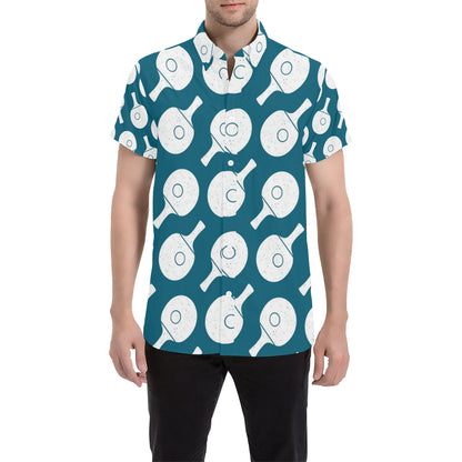Ping Pong Pattern Print Design A02 Men's Short Sleeve Button Up Shirt