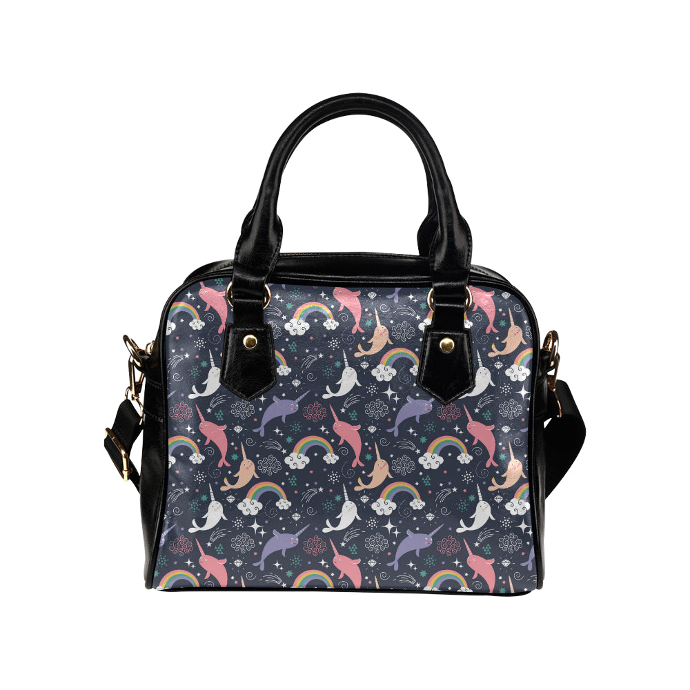 Narwhal Pattern Print Design 01 Shoulder Handbag