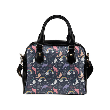 Narwhal Pattern Print Design 01 Shoulder Handbag