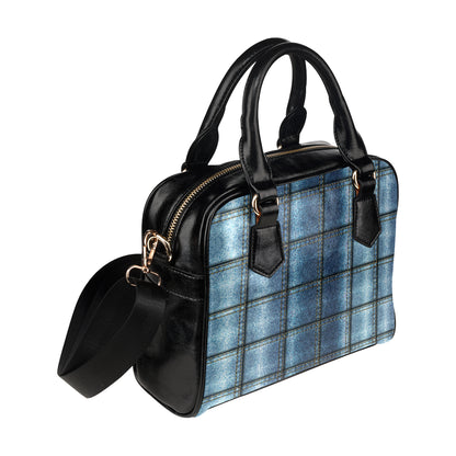 Jean Patchwork Pattern Print Design 02 Shoulder Handbag