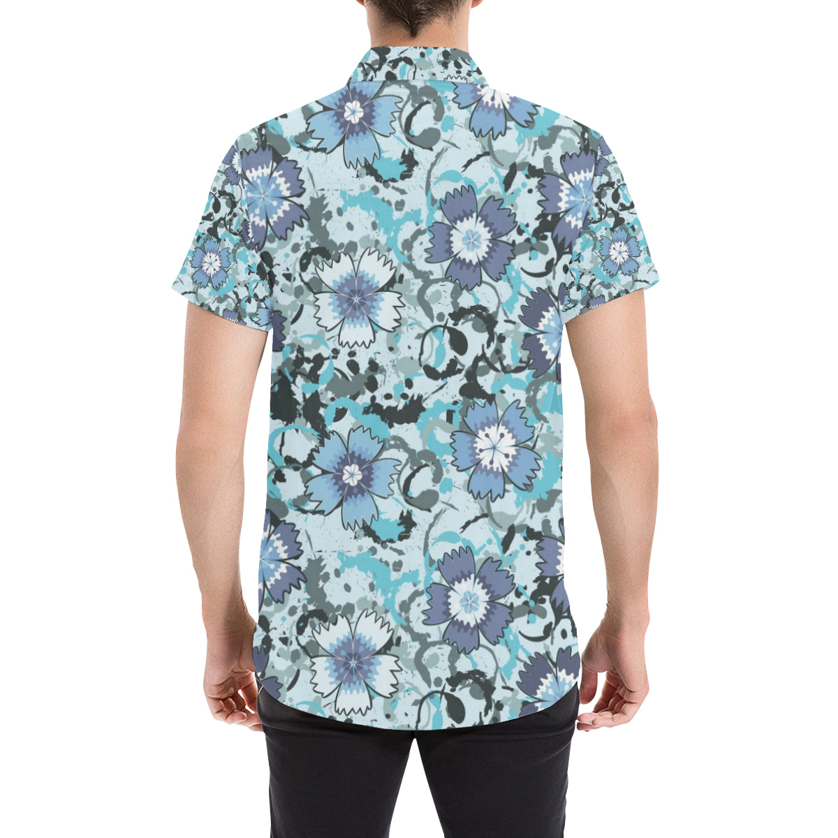 Carnations Pattern Print Design CN04 Men's Short Sleeve Button Up Shirt