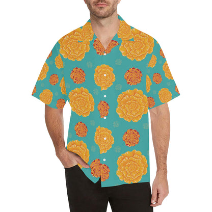 Marigold Pattern Print Design 02 Men's Hawaiian Shirt