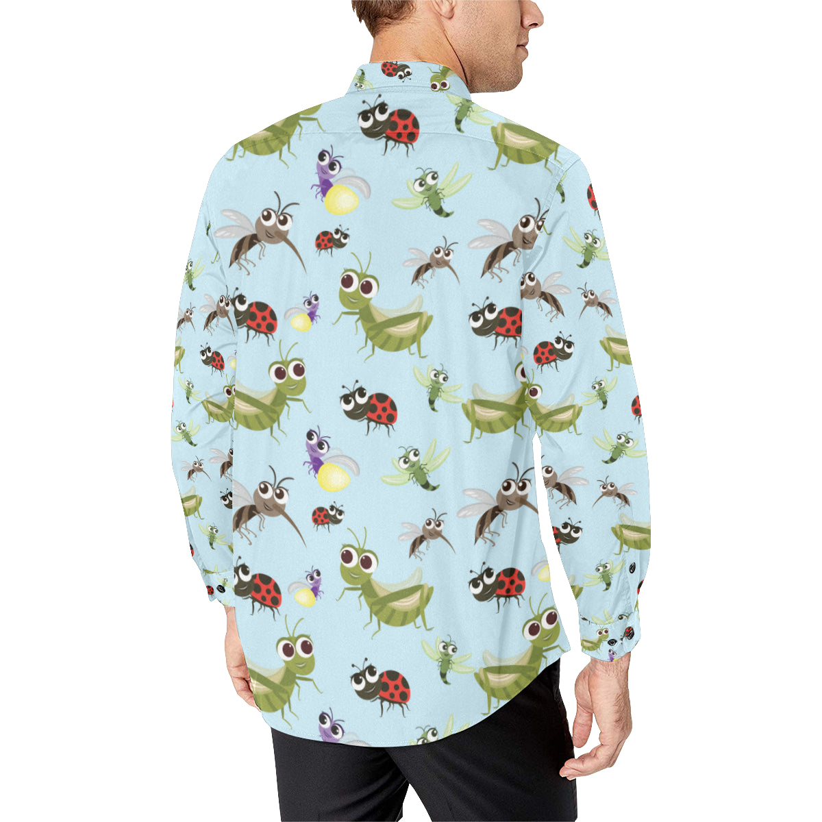 Ladybug Pattern Print Design 01 Men's Long Sleeve Shirt
