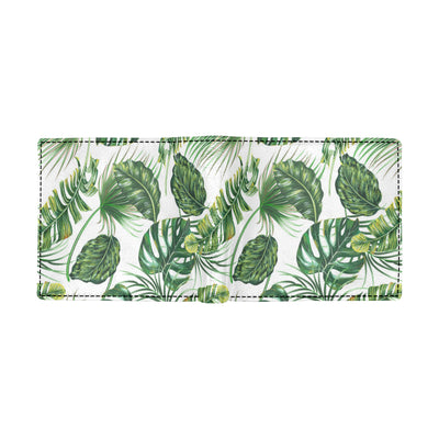 Green Pattern Tropical Palm Leaves Men's ID Card Wallet