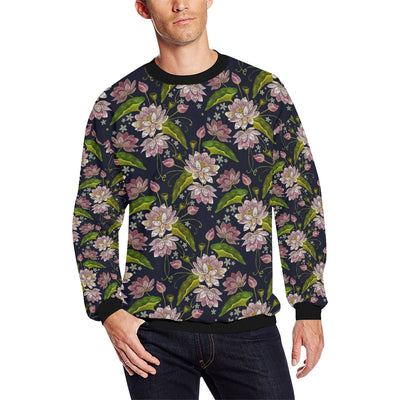 lotus Embroidered Pattern Print Design LO06 Men Long Sleeve Sweatshirt