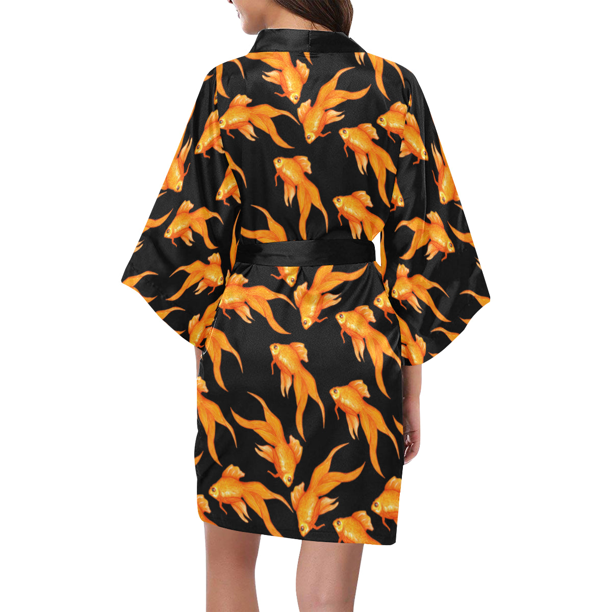Goldfish Pattern Print Design 03 Women's Short Kimono