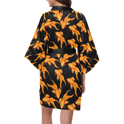 Goldfish Pattern Print Design 03 Women's Short Kimono