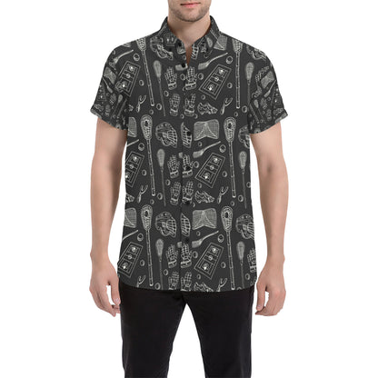 Lacrosse Pattern Print Design 01 Men's Short Sleeve Button Up Shirt