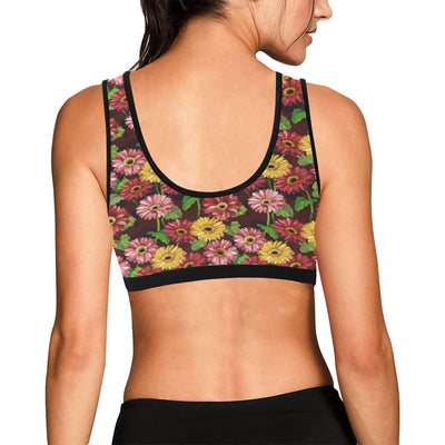 Daisy Gerbera Print Pattern Sports Bra