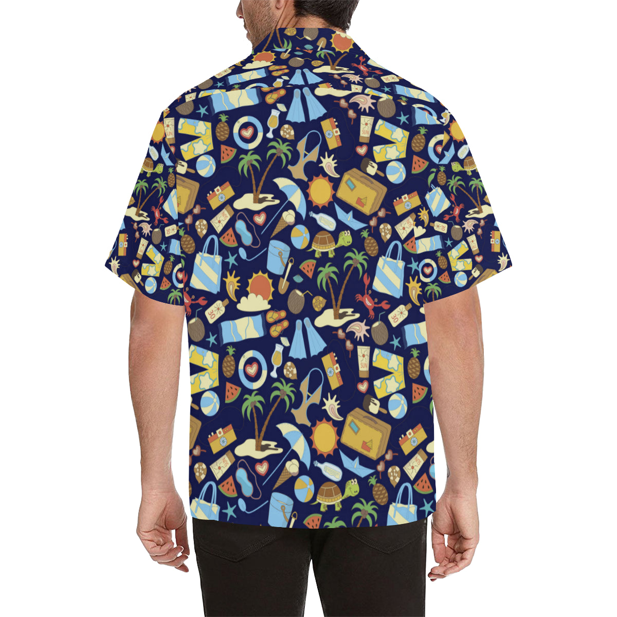Beach Themed Pattern Print Design 04 Men's Hawaiian Shirt