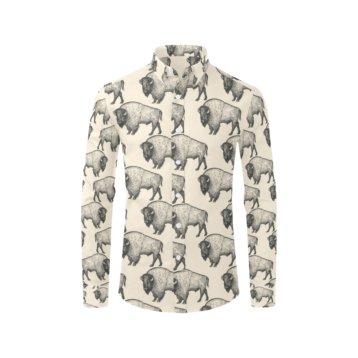 Bison Pattern Print Design 02 Men's Long Sleeve Shirt