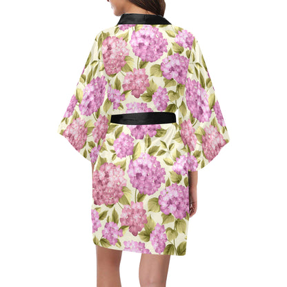 Hydrangea Pattern Print Design HD05 Women Kimono Robe