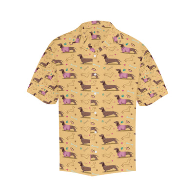 Dachshund Pattern Print Design 07 Men's Hawaiian Shirt