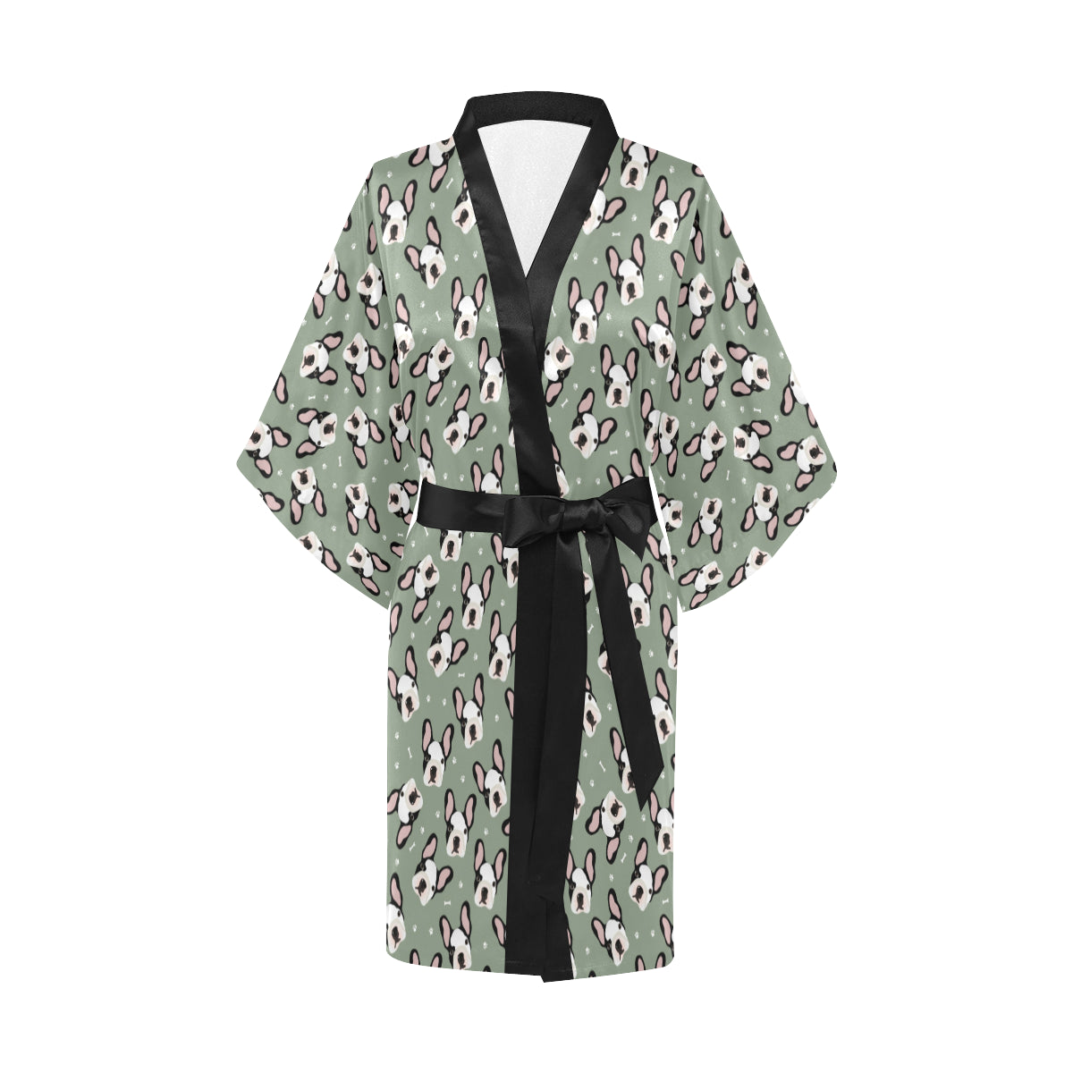 Boston Terrier Pattern Print Design 05 Women's Short Kimono