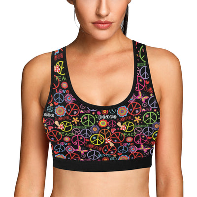 Peace Sign Colorful Design Print Sports Bra