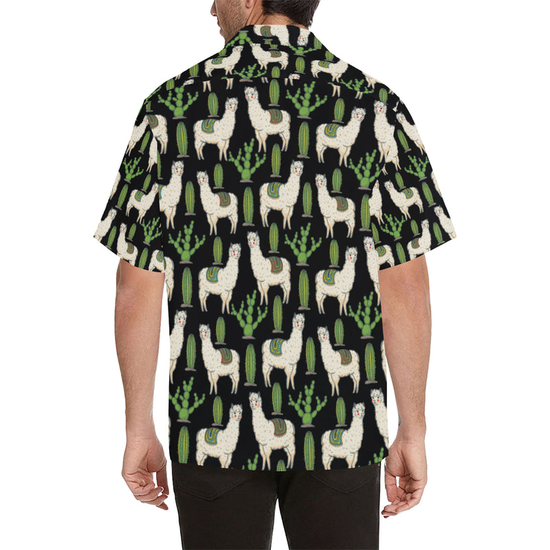 Llama Cactus Pattern Print Design 011 Men's Hawaiian Shirt