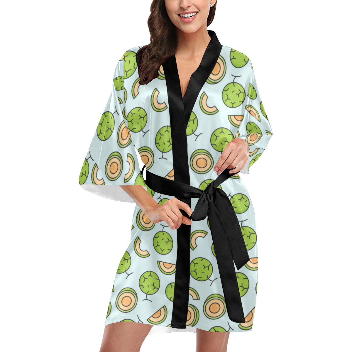 Cantaloupe Pattern Print Design 02 Women's Short Kimono