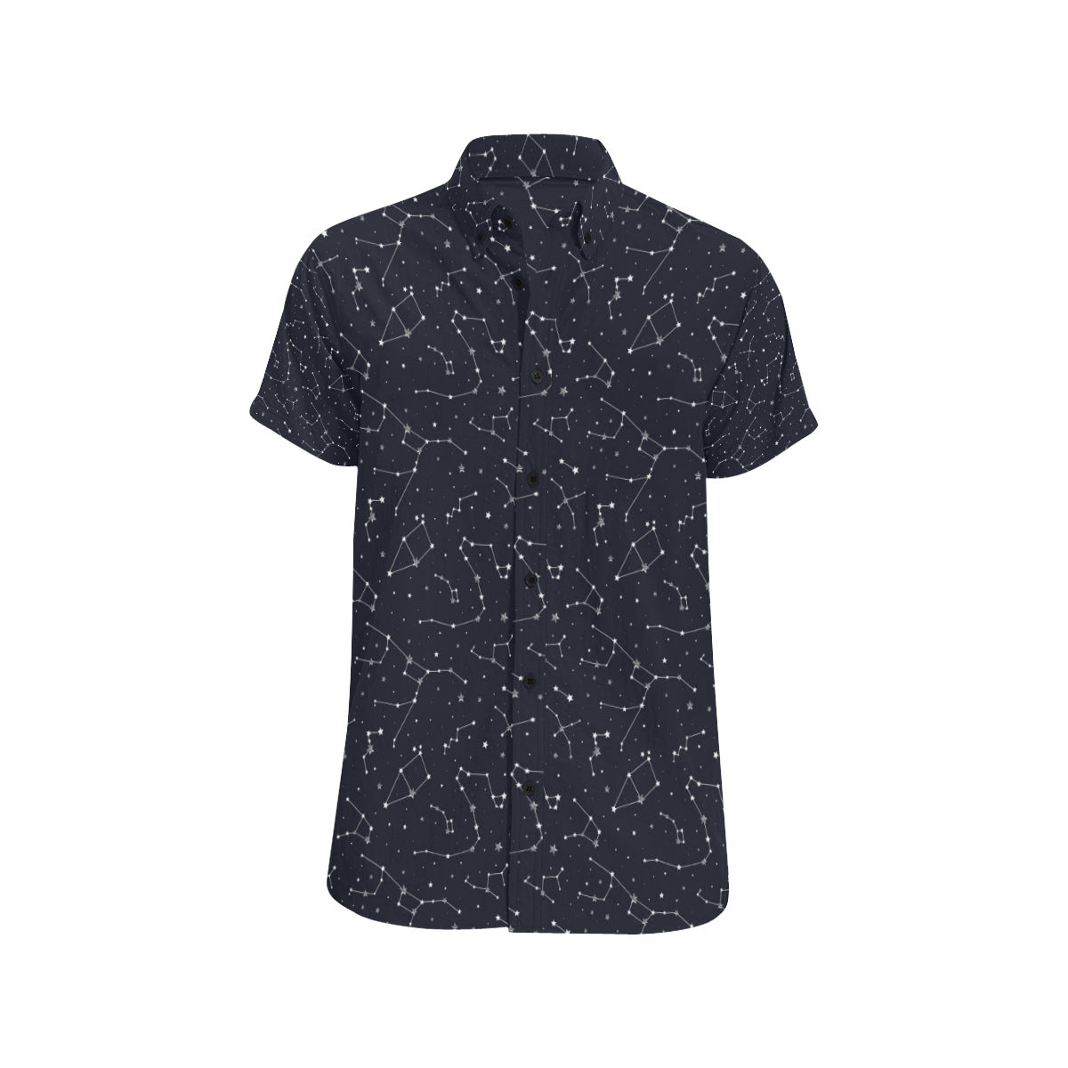 Constellation Pattern Print Design 03 Men's Short Sleeve Button Up Shirt