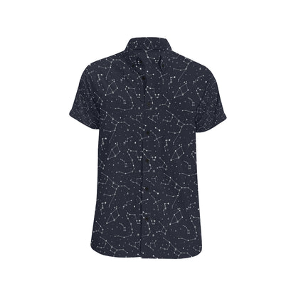 Constellation Pattern Print Design 03 Men's Short Sleeve Button Up Shirt