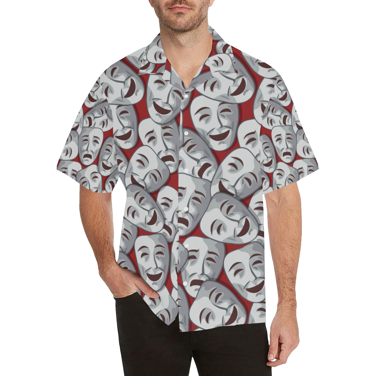Acting Mask Pattern Print Design 01 Men's Hawaiian Shirt