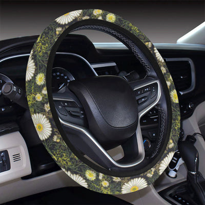 Daisy Pattern Print Design 03 Steering Wheel Cover with Elastic Edge