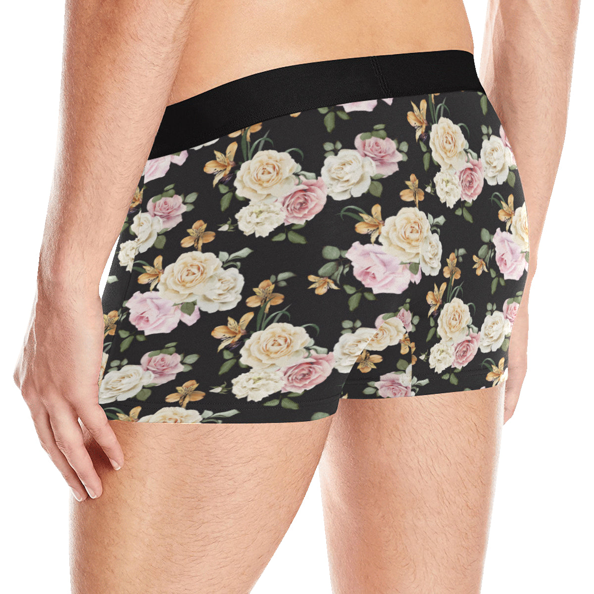 Rose Pattern Print Design A01 Men's Boxer Briefs