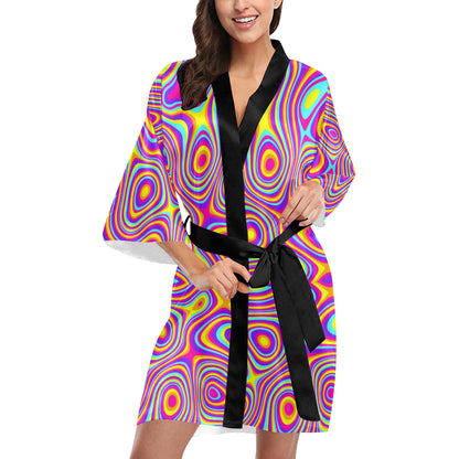 Liquid Pattern Print Design 06 Women's Short Kimono
