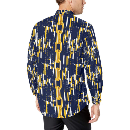 Cryptocurrency Chain Pattern Print Design 03 Men's Long Sleeve Shirt