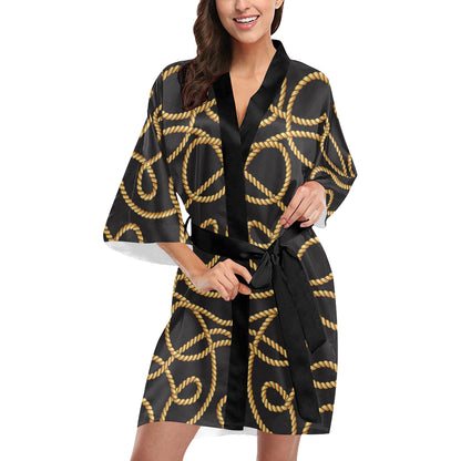 Rope Pattern Print Design A04 Women's Short Kimono