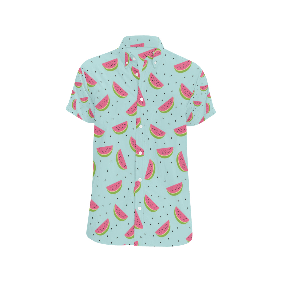 Watermelon Pattern Print Design WM06 Men's Short Sleeve Button Up Shirt