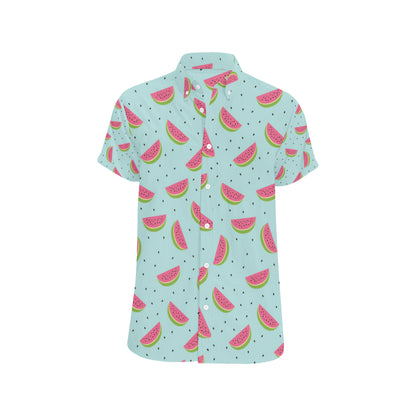 Watermelon Pattern Print Design WM06 Men's Short Sleeve Button Up Shirt
