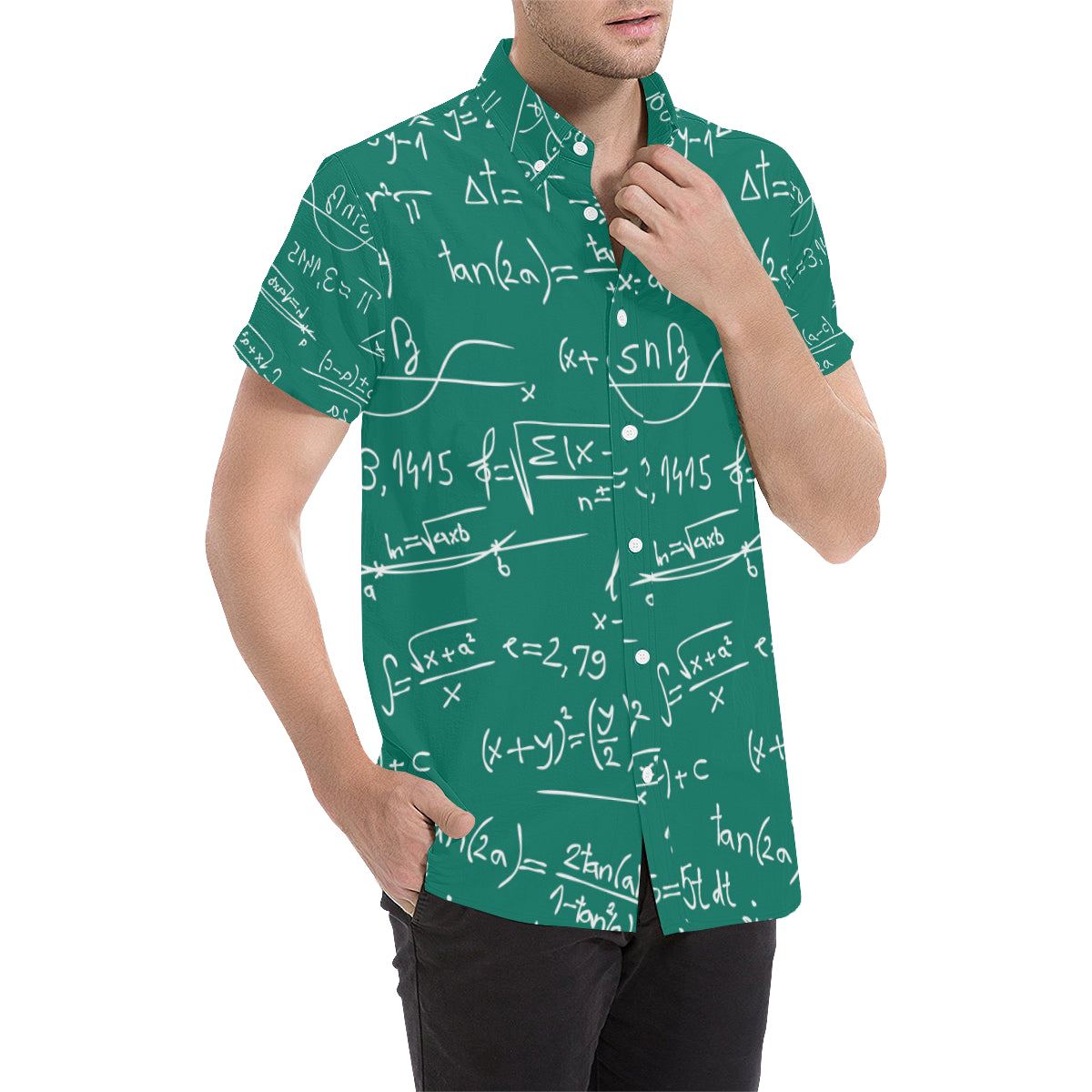 Math Pattern Print Design 01 Men's Short Sleeve Button Up Shirt