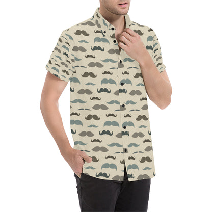 Mustache Pattern Print Design A01 Men's Short Sleeve Button Up Shirt