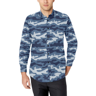 Jean Camouflage Pattern Print Design 05 Men's Long Sleeve Shirt