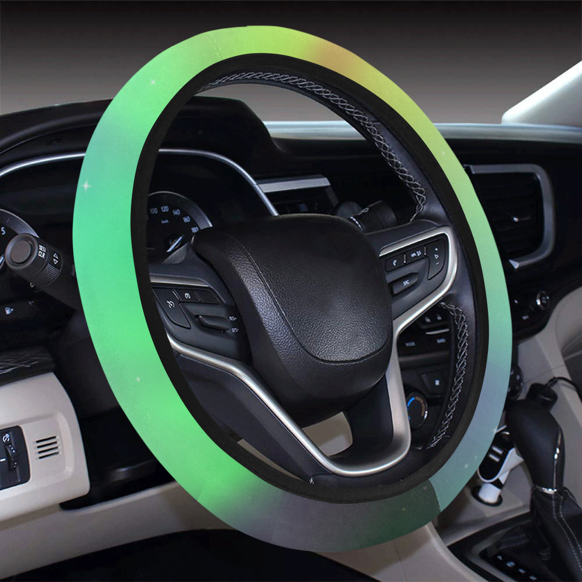Aurora Borealis Pattern Print Design 03 Steering Wheel Cover with Elastic Edge