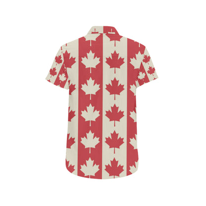 Maple Leaf Pattern Print Design 02 Men's Short Sleeve Button Up Shirt